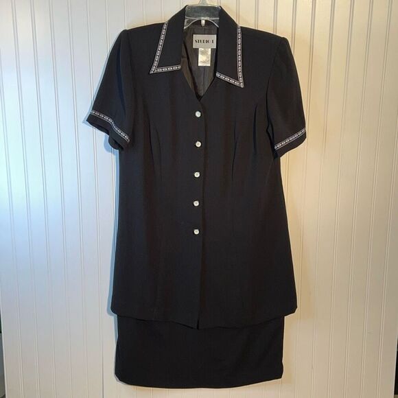 Studio I Embroidered All In One Suit Dress Women’s 14W Black White Embroidered - Picture 1 of 9